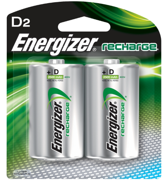 Energizer Battery NH50BP-2 Battery 2500 Mah 2 D Nickel Metal Hydride Rechargeable