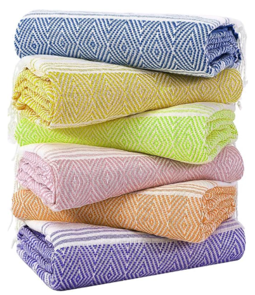 Ben Kaufman 104150 Jumbo Beach Towel Velour 100% Cotton Turquoise and Purple Soft Absorbent