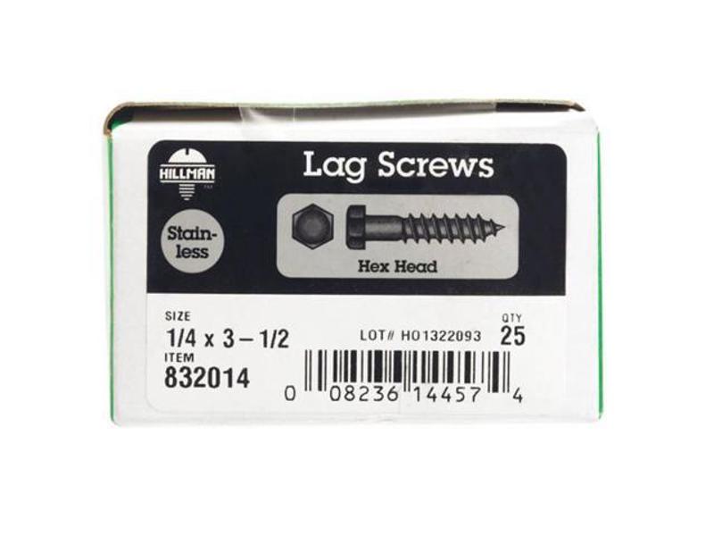 Hillman Group 832014 Hex Lag Screw 1/4 X 3-1/2