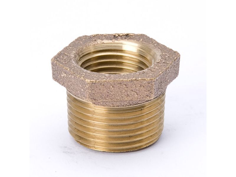B&K Industries 455-030NL Pipe Hex Bushing 1/2X1/8 In MIP x FIP Red Brass 125 PSI Pressure Brass
