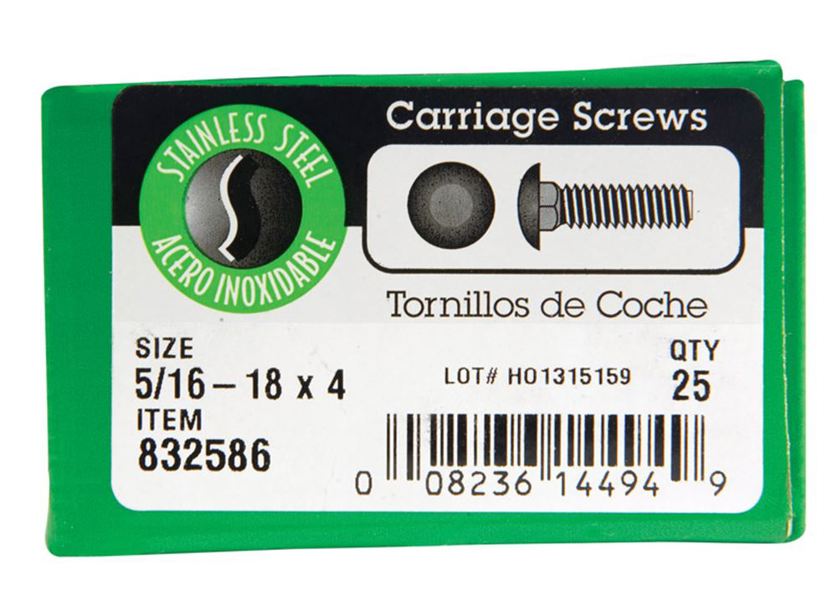 Hillman Group 832586 Carriage Bolt 5/16 In X 4 In Coarse Thread