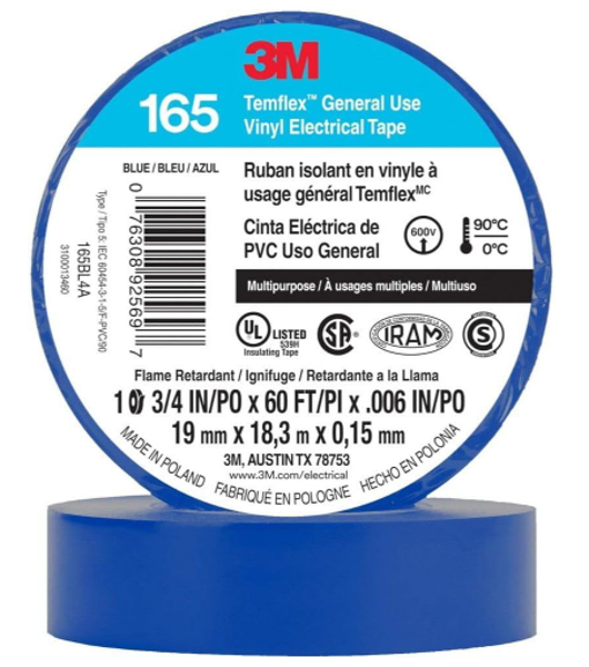 3M 1700C-BLUE Vinyl Tape 3/4 In X 6 Blue