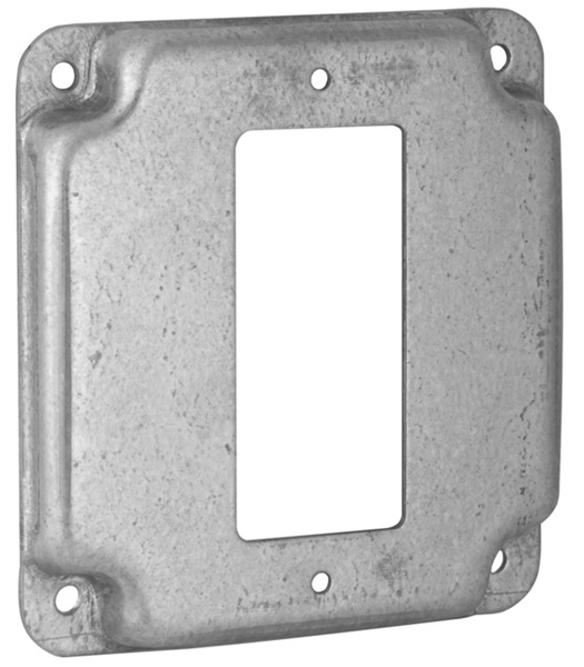 RACO 808C Receptacle Cover 4-3/16 In Square 1/2 In Raised Galvanized Steel Gray