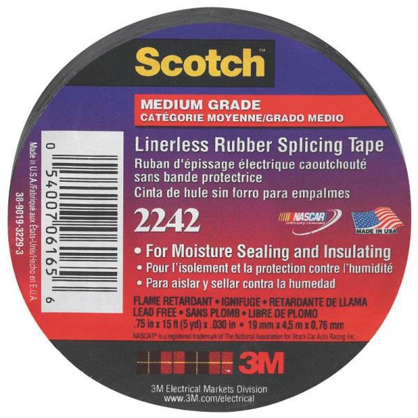 3M 6165BA10 Electrical Tape 3/4 In X 15 Ft 30 Mil Linerless Black