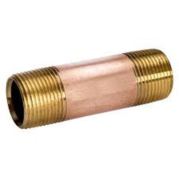 B&K Industries 464-020 Red Brass Pipe Nipple 3/4 In x 2 In NPT