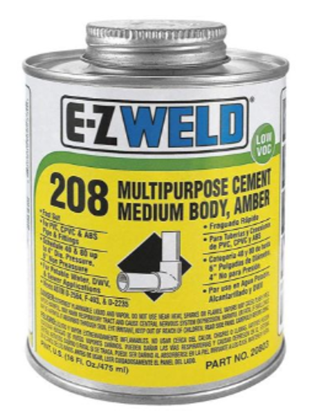 EZ WELD EZ20803N Amber PVC Cement Multi 1 Pt for PVC, CPVC, and ABS
