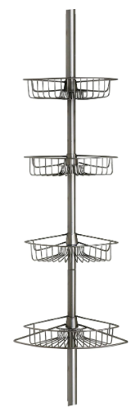 Kennedy International 4390 Shower Organizer 4 Tier Pole Clear Plastic Durable Design