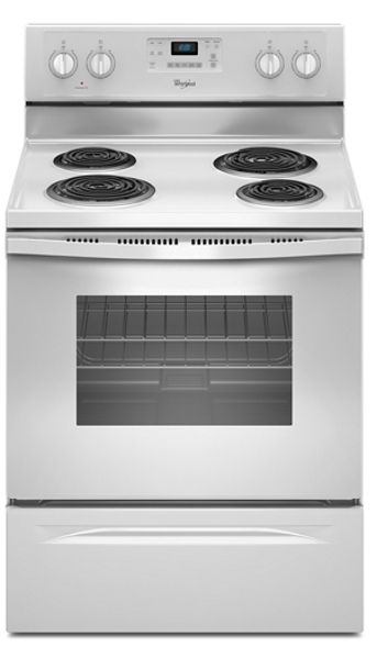 Whirlpool WFC310S0EW Electric Range 4.8 Cu Ft Capacity Freestanding Self-Cleaning Coil Cooktop White