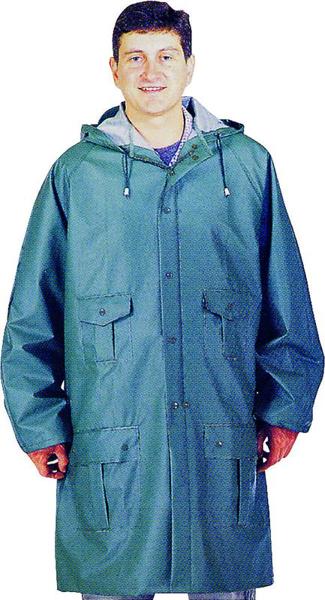 Diamondback 8156GRBXX Heavy Duty Hooded Rain Coat XXLarge Green and Blue PVC and Poly with Zipper and Collar
