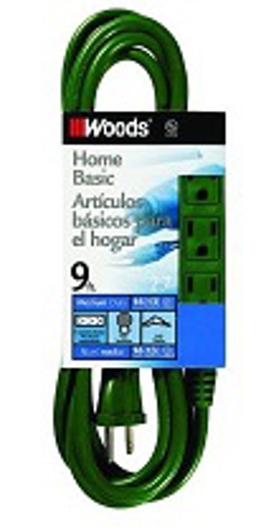 Coleman Cable Inc 0864 Medium Duty Extension Cord 16/3 Green 3 Outlet