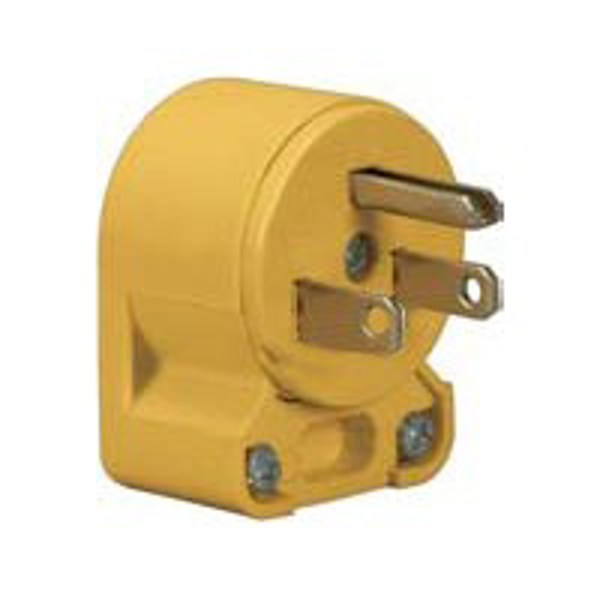 Eaton Cooper Wiring 4867AN Box Plug Grounded Angled 15A 125VAC 2 Pole 3 Wire Thermoplastic Yellow