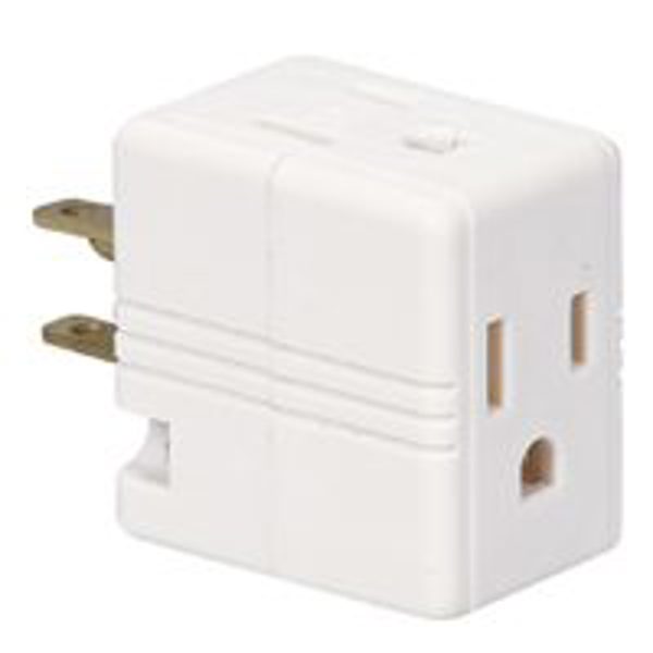 EATON-COOPER WIRING 1482W-BOX 3-Outlet Tap Adapter 125V 15A White