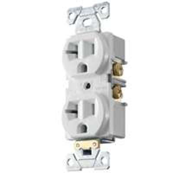 EATON-COOPER WIRING BR20W Commercial Grade Duplex Receptacle 125V 20 Amp 2-Pole 3-Wire White