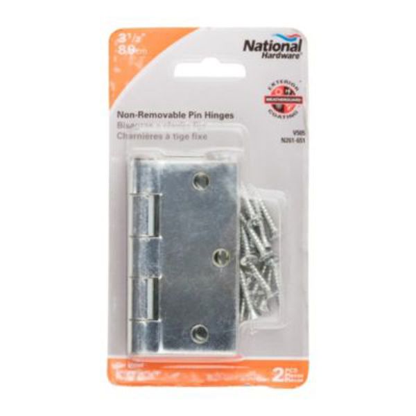 National Hardware N261-651 Non-Removable Pin Hinges 3-1/2 In Zinc Plated