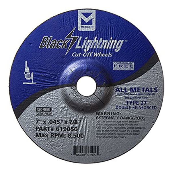 Mercer Abrasives 619050 / 619110 High Speed Thin Cutoff Wheel 7 In 0.045 In Thickness 7/8 In Arbor