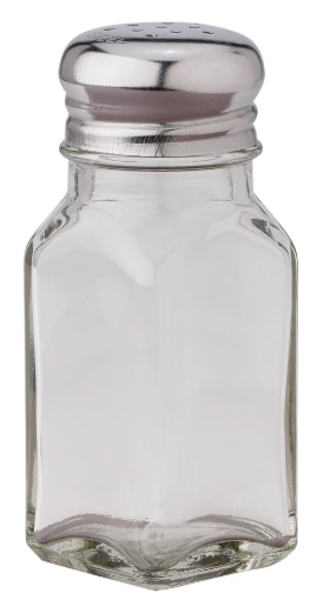 Harold Import Co 7004 Salt and Pepper Shaker Square Clear Glass with Stainless Steel Top