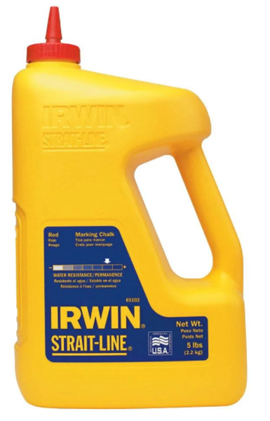 IRWIN INDUSTRIAL 65102 Marking Chalk Refill 5 L Permanent Red Powder Plastic Jug