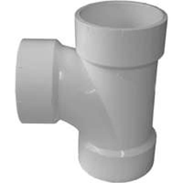 Genova Products 192153 Tee PVC 3 Inch Sanitary Hub DWV Schedule 40 White