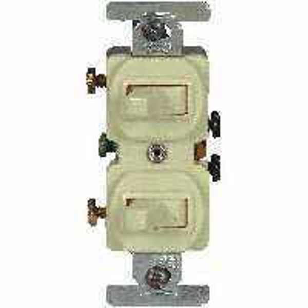 EATON-COOPER WIRING 271V-BOX 15 Amp Toggle Switch 1-Pole 120/277VAC Duplex Grounding Ivory