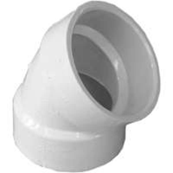 Genova Products D321020 Sanitary PVC 2 In 45 Degree Elbow Sch 40