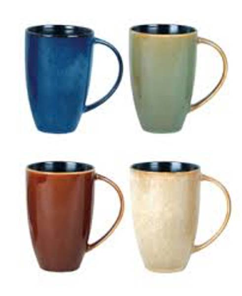 GIBSON OVERSEAS INC 7697801 Tall Mug Set 16 Oz Assorted Earthly Jewels 4 Piece Set