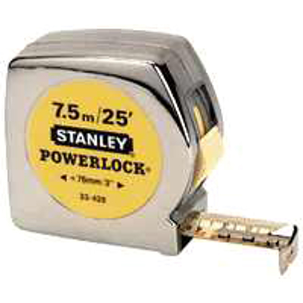 STANLEY TOOLS 33-428L Tape Measure 26 Ft Steel Blade Chrome Case