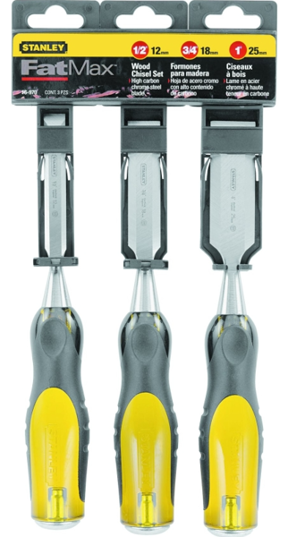 STANLEY TOOLS 16-970 Fat Max Wood Chisel Set 3 Piece Yellow