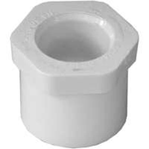 LASCO 30215 PVC Bushing 1 In x 1/2 In Spigot x Slip White