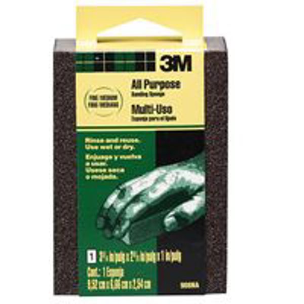 3M 908ESF Fine Sanding Sponge 3-3/4 In x 2-5/8 In Multi-Purpose Aluminum Oxide Multicolor