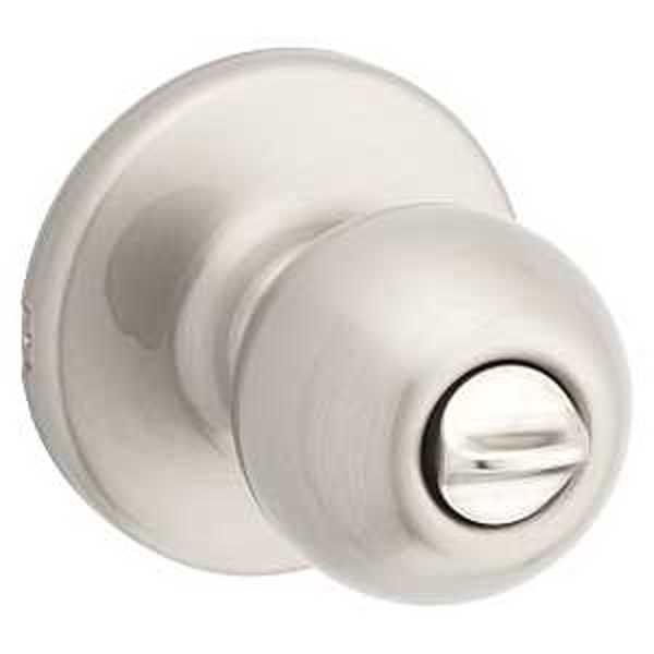 Kwikset 300P15CP Privacy Knob Security Lockset Polo Design Satin Nickel Ball for Bed and Bath Crossbore