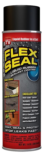 Flex Seal FSR20 Rubberized Spray Coating 14 Oz Black 12 Sq Ft Coverage