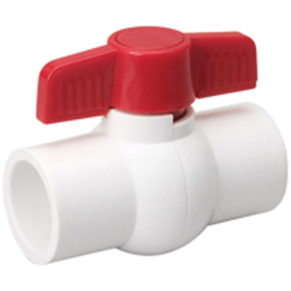 B&K Industries 107-633HN Ball Valve 1/2 In PVC Quarter Turn Solvent Weld CXC 150 PSI White