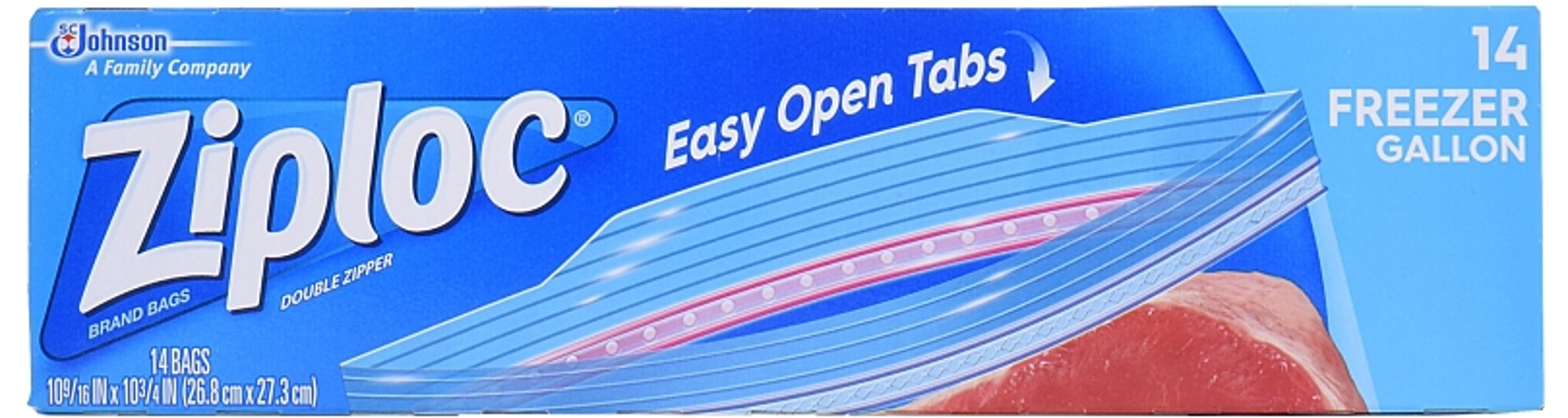 SC JOHNSON 01365 Freezer Bag 1 Gal Capacity 10.75 Inch Width 10.75 Inch Length Plastic Zipper Closure
