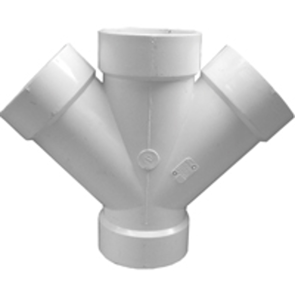 Genova Products 73440 Wye PVC Pipe Fitting 4 In Double DWV Hub Sch 40