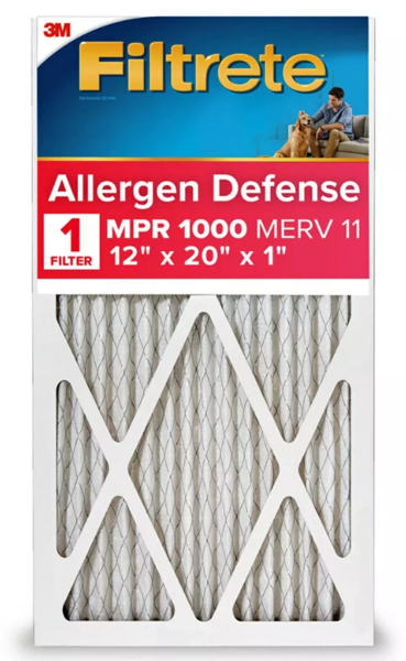 3M 9819-6 Micro Allergen Air Filter 12x20x1