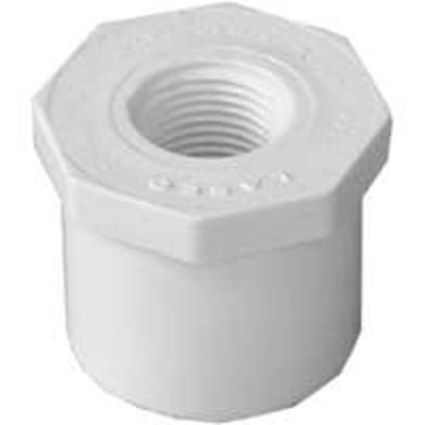 Genova Products 34245 PVC Bushing 1-1/4 X 1/2 Reducing Spigot X FIP White 150 PSI Schedule 40