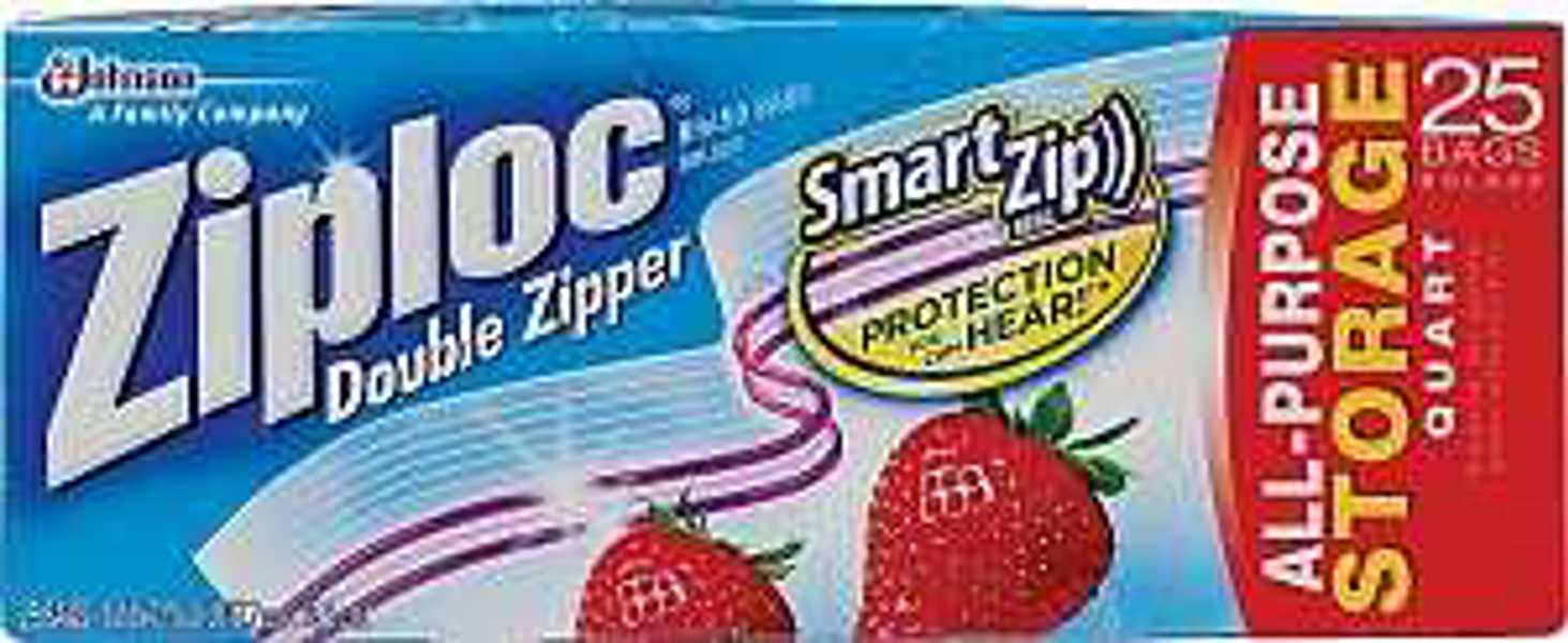 Ziploc 1 Quart Storage Bag With Zipper Closure For Food Storage