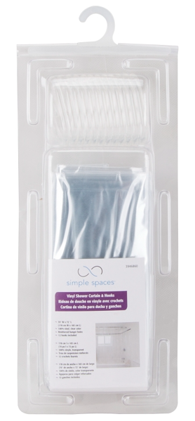 Homebasix SD-625CL-3L Heavy Duty Shower Curtain 70x72 Clear Vinyl with Hooks