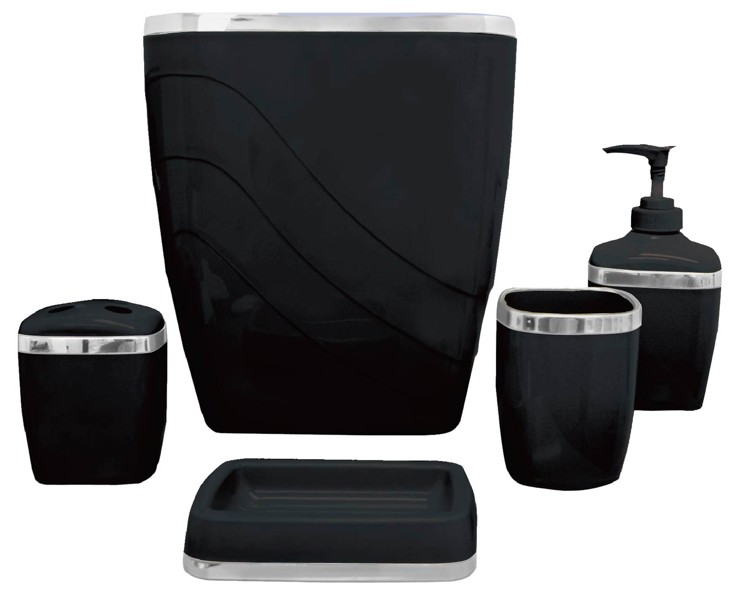 Carnation Home Furnishing PBS-16 Bath Accessory Set 5 Piece Plastic Black