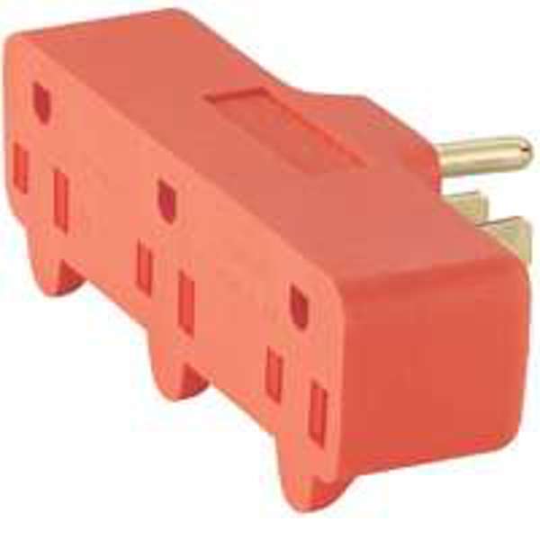 EATON-COOPER WIRING 4402RN-BOX Triple Adapter Outlet Vinyl Orange