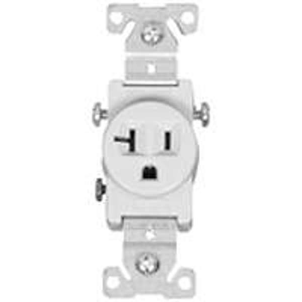 Eaton-Cooper Wiring 1877W-BOX Single Receptacle 125V 20 Amp 2 Pole 3 Wire White