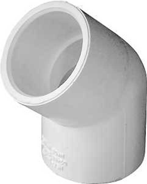 SCH40 LASCO 435482 45 Degree PVC Elbow 3/4 In Slip Schedule 40 White