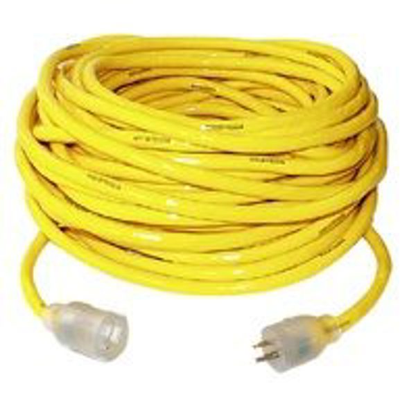 Yellow Jacket 2884 Extension Cord 50 Ft SJTW with Powerlite Indicator Plug 3 12 AWG Bare Copper Yellow