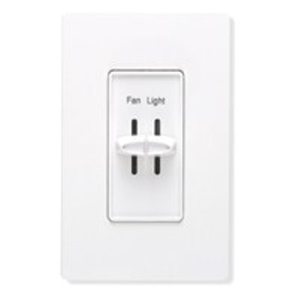 Lutron Electronics S2-LFSQH-WH Dual Slide Fan and Light Control White