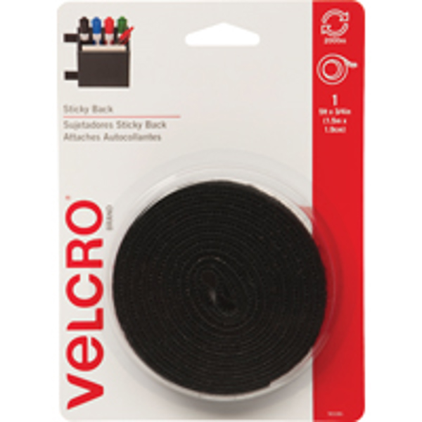 VELCRO USA INC 90086 Black Adhesive Tape 5 Ft 3/4 In
