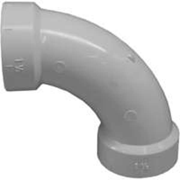 IPEX USA LLC-CANPLAS 7381 90 Deg Long Sweep Hub Elbow PVC Sch 40