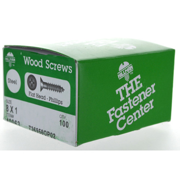 Hillman Group 40063 Phillip Flat Head Screw 8X1 Stainless Steel
