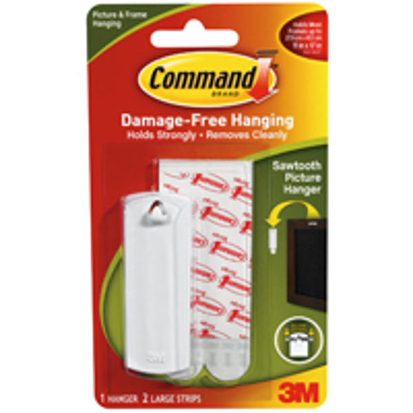 3M 17040 Picture Hanger 5 Lb Capacity Plastic Saw Tooth White