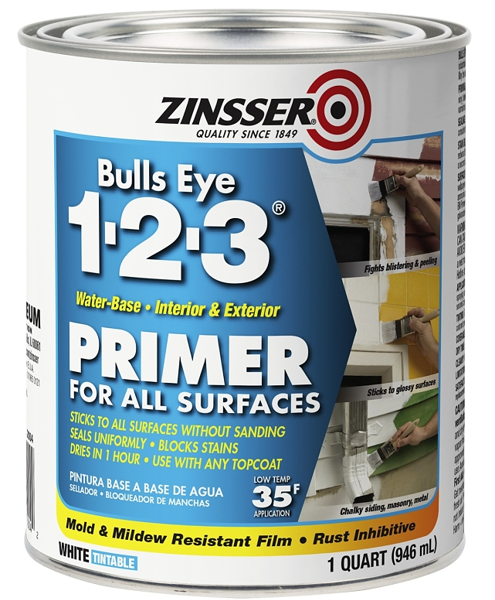 Zinsser 02004 Primer Sealer 1 Qt White Liquid Emulsion Bulls Eye 1-2-3
