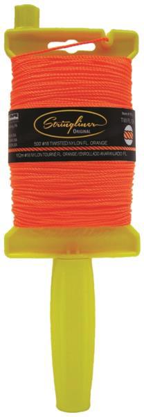 STRINGLINER BY U.S. TAPE CO 11706 Line Reel 500 Ft No. 18 165 Lb Nylon Fluorescent Orange